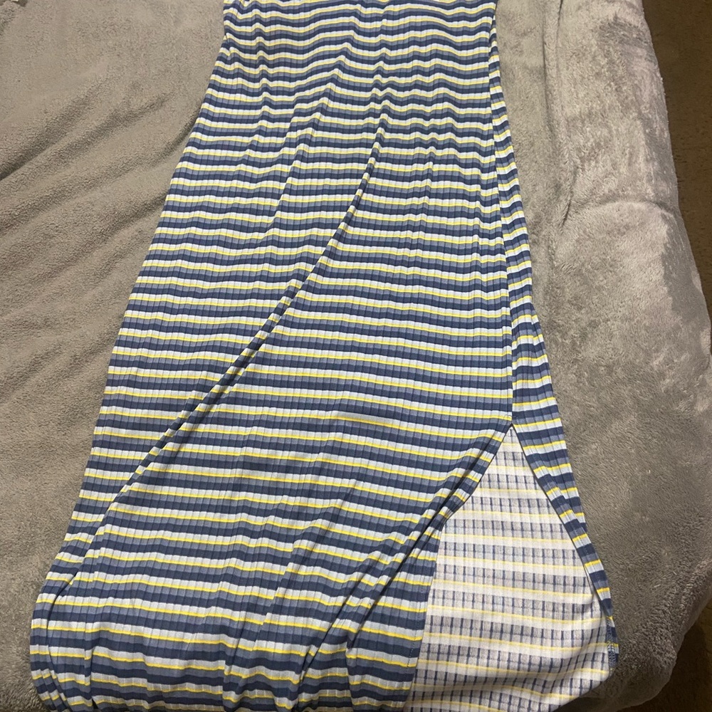 Striped Blue and Yellow Maxi Skirt